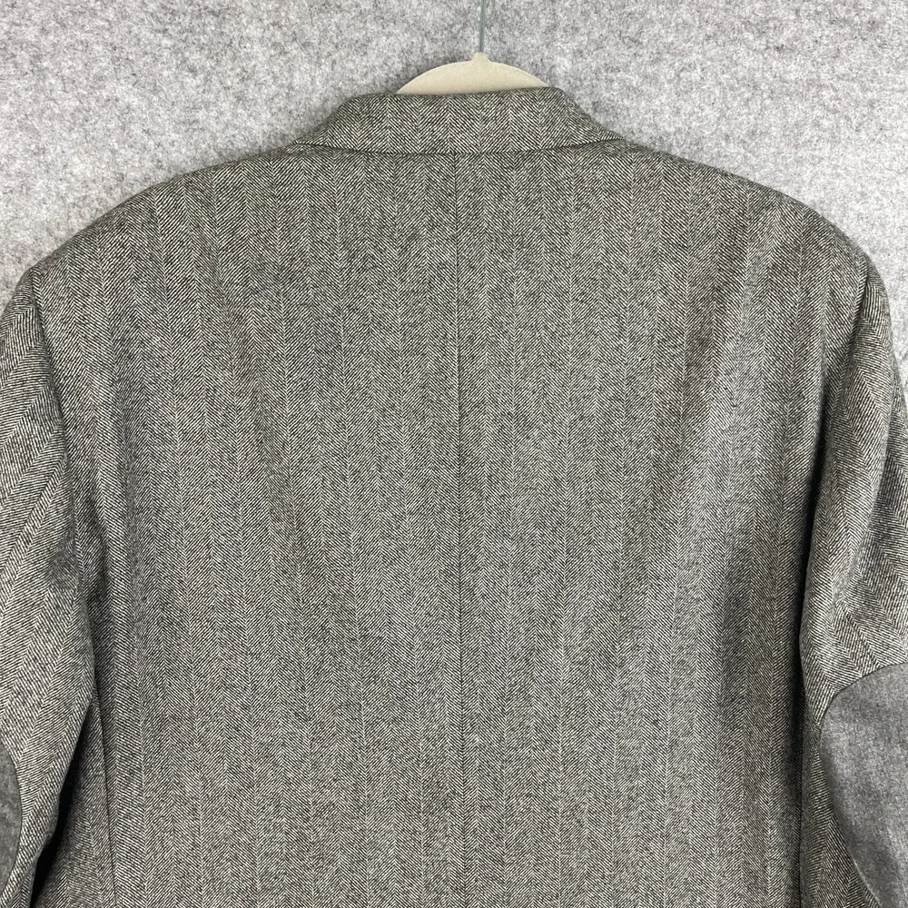 J. Hilburn Wool Blazer Mens 47S Gray Herringbone Elbow Patch Vitale Barberis